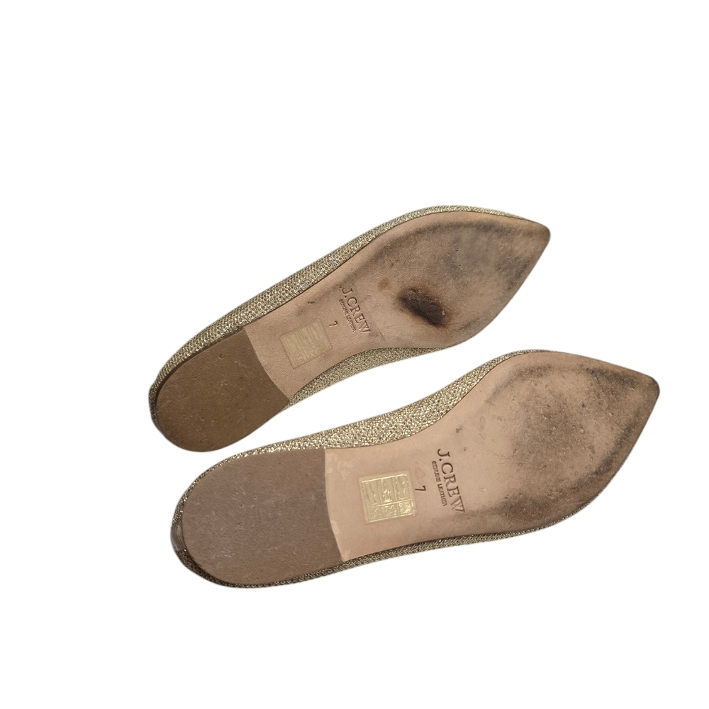 J. Crew Gemma Gold Glitter Pointy Toe Flats 7 - Picture 7 of 8